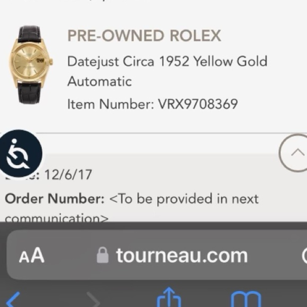 🥇Rolex🥇- Vintage Gold Faced Preowned Mens 1952 Black Alligator Strap. - Picture 5 of 5